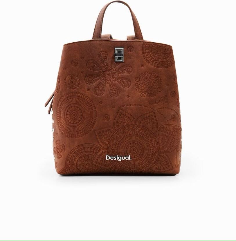 Desigual SMALL LEATHER EFFECT - Mochila - brown/marrón 