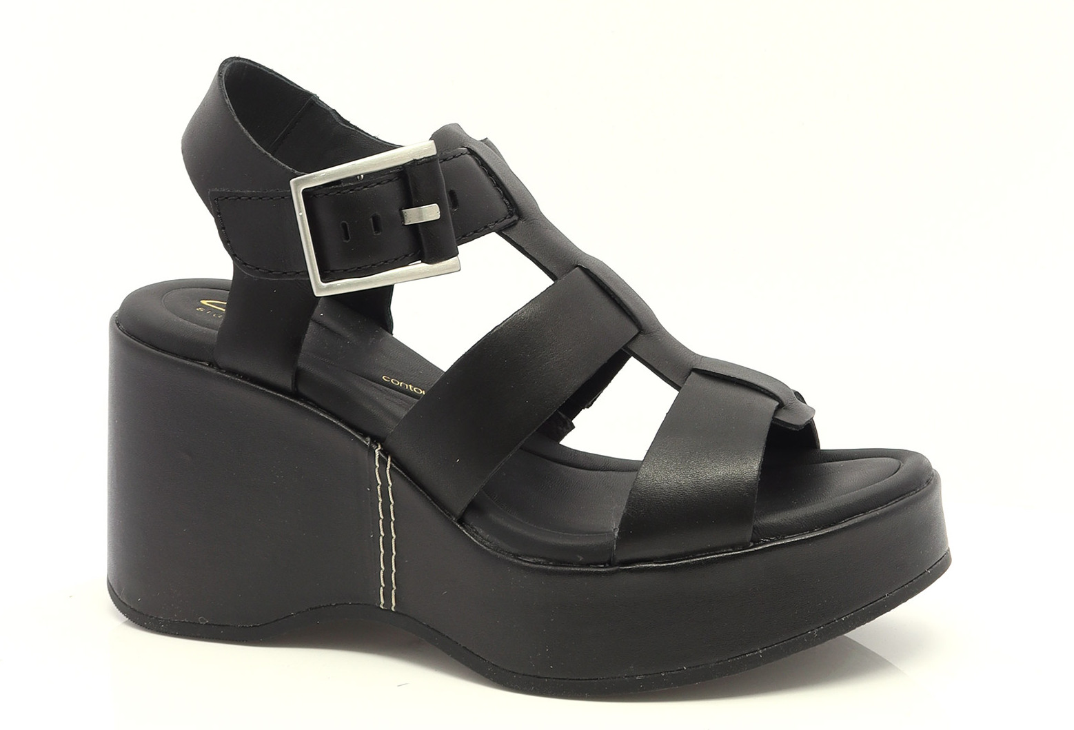 Clarks black platform sandals best sale